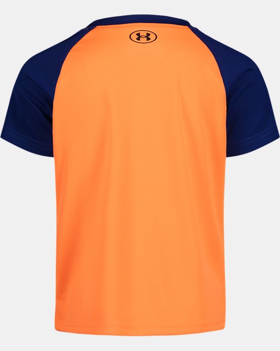 Boys' Toddler UA Wordmark Stack Raglan Short Sleeve T-Shirt, Orange, pdpMainDesktop image number 1